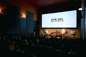 Inside of a movie theater.