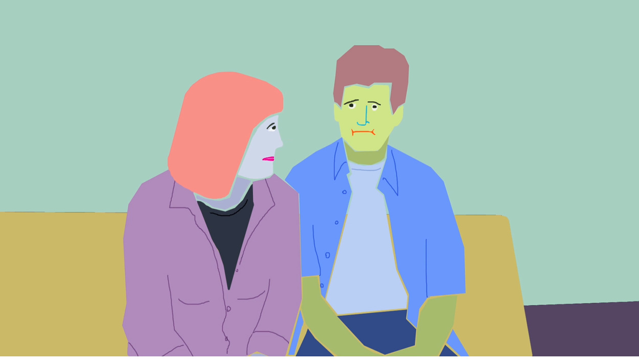 Animation of two people sitting.