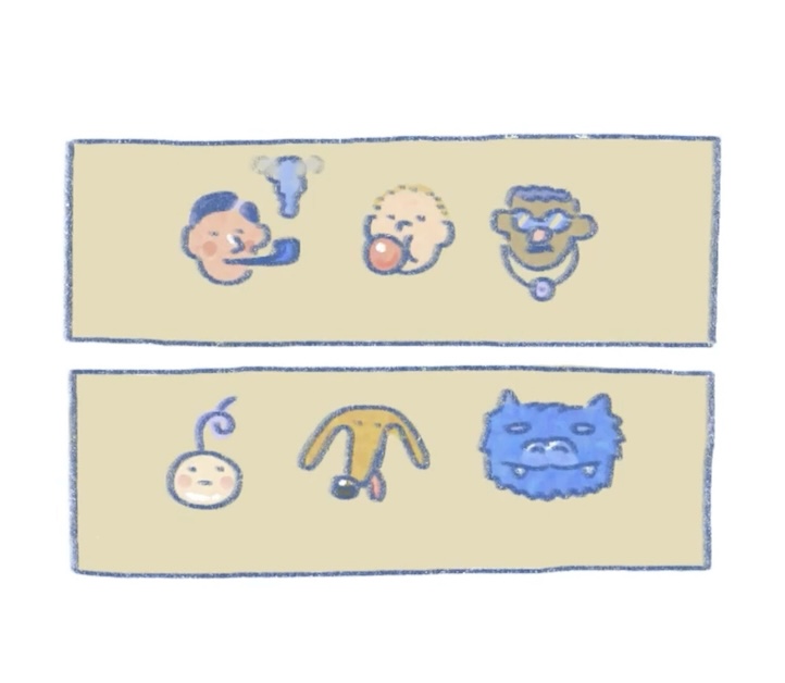 Enbyknownst3 Image of animated pair of blocks with various faces.