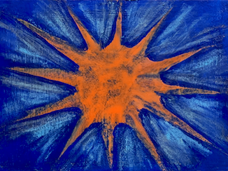 Wandering_Horse2 Image of orange star on blue background.